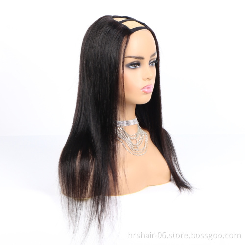 U part wig real hair wig natural black straight body loose deep water wig